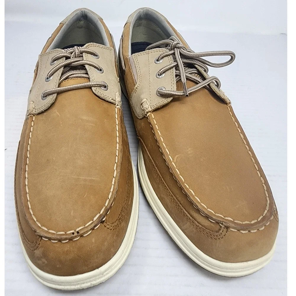 Dockers Mens Tan Leather‎ Mesh Beacon Boat Shoes Loafers Classic Size 14M NEW